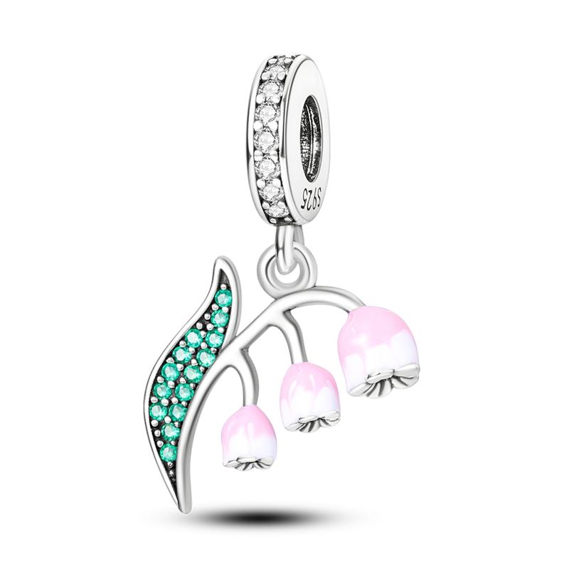 Grüne Farbe Charms Fit Armbänder 925 Silber Avocado Klee Perle Kaktus Chamäleon Zirkon DIY Schmuck Charme
