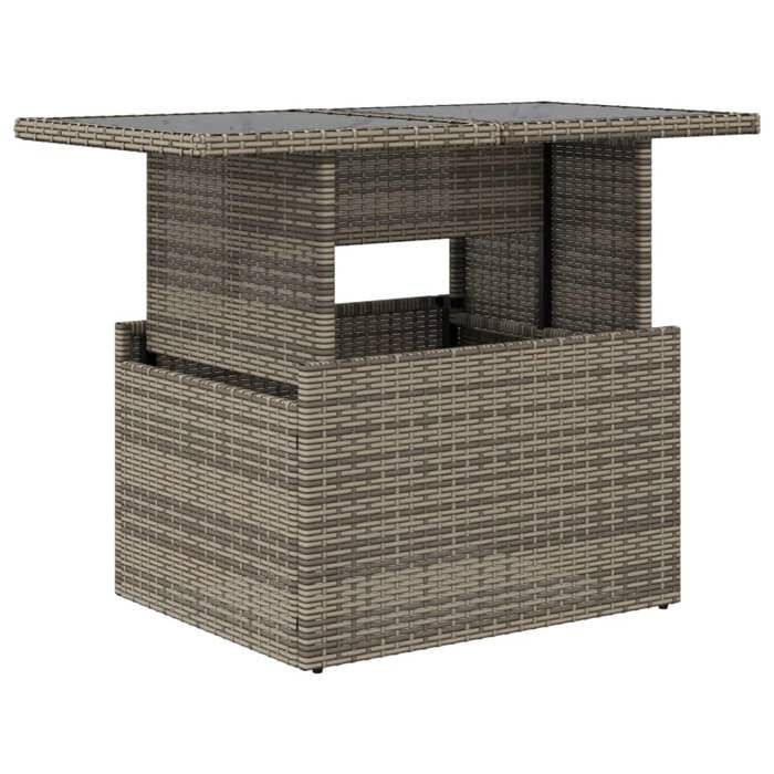 VidaXL Garden Table with Gray Glass Top 100x55x73cm Braided Resin, Outdoor Table, Table, Dining Table 366121