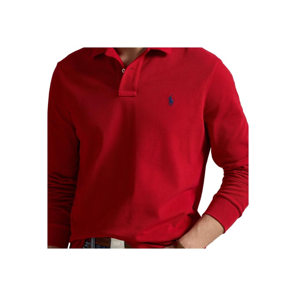Polo Ralph Lauren Classic Fit Loose Breathable Cotton Mesh Ribbed Long Sleeve Polo Shirt Men tops 710680792-069