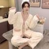 Autumn/Winter Coral Velvet Pajamas for Women Warm Casual Flannel with Velvet Thickened Can Be Worn Outside The Home Suit