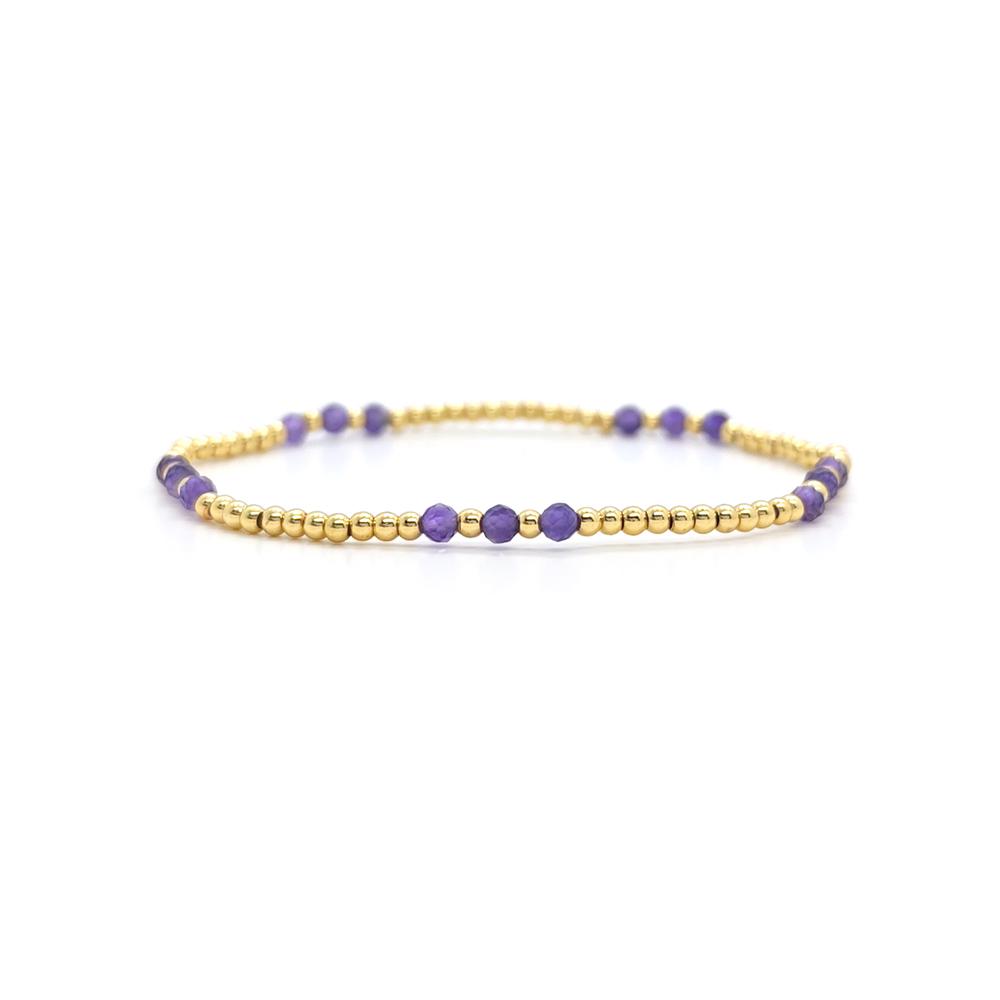 

Vlen Natural Stone Beaded Stretch Bracelet Dainty Boho Stackable Beads Bracelets for Women Colorful Stone Summer Healing Jewelry 17.5cm аметист