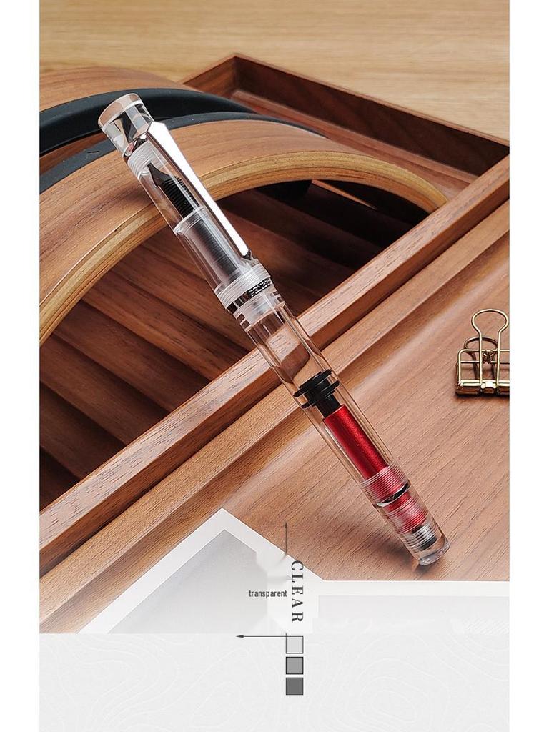 PENBBS 495 Piston Fountain Pen - Large Capacity Transparent Acrylic Unisex Writing Pen