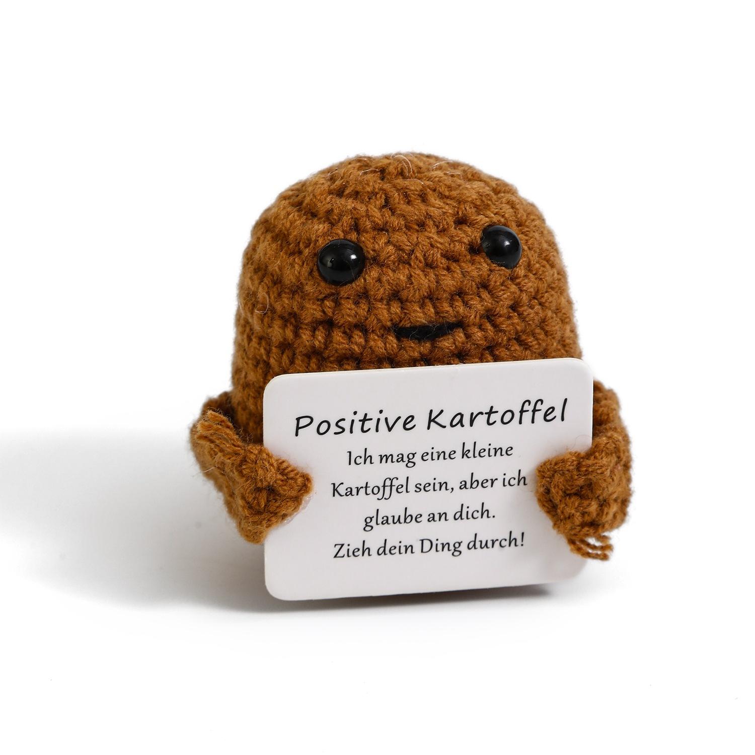 

Позитивная вязаная крючком картофельная кукла с карточкой Ручная работа Вязаная Эмоциональная поддержка Обнимательный карман Огурец Украшение Декор комнаты Рождественский подарок