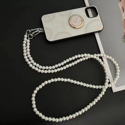 Lanière de téléphone portable avec sangle de collier en fausses perles, anti-perte, avec perles, bandoulière, chaîne réglable, bracelet de poignet pour coque de téléphone