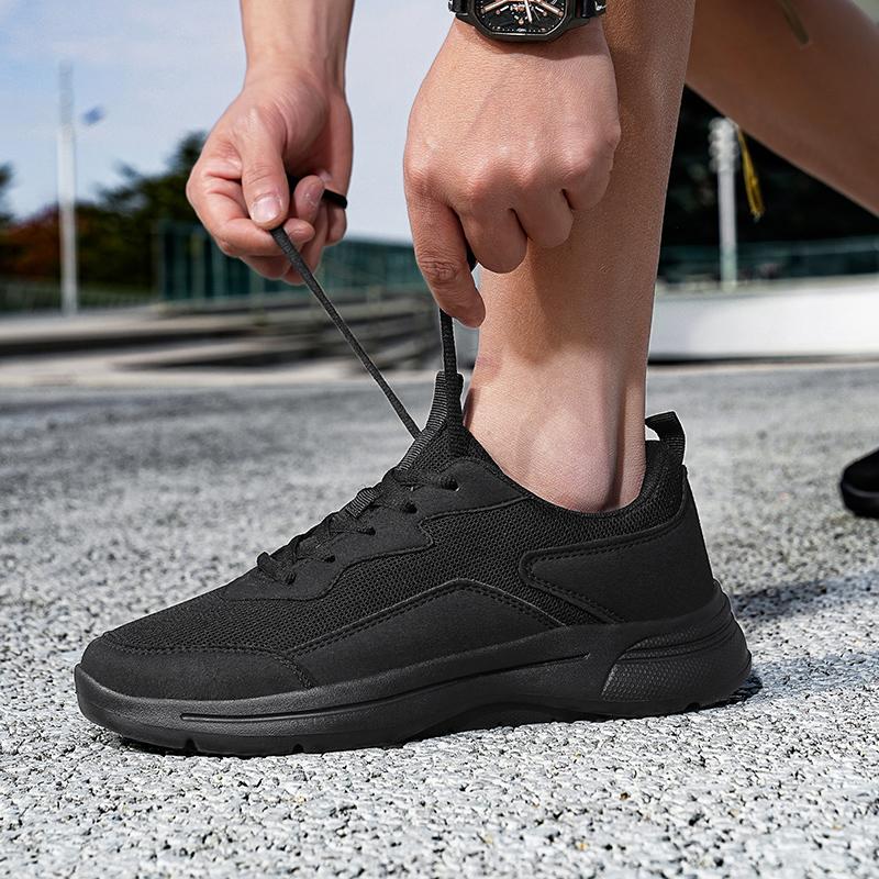Men's Large Size Breathable Mesh Sports Shoes Lightweight Summer Fashion Sneakers Pure Color Trendy Walking Casual Footwear
