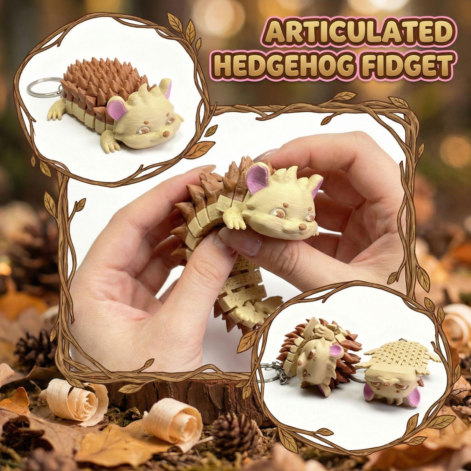

3D Printed Articulated Stress-Relief Hedgehog Keychain Accessory Realistic Animal Model Decorative Ornament One Size