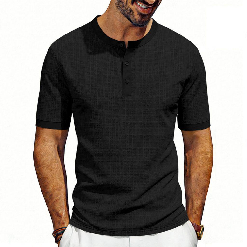 Men’s Short Sleeve Henley Shirt Casual Button Down Linen T Shirt Lightweight Breathable Summer Top for Everyday Wear