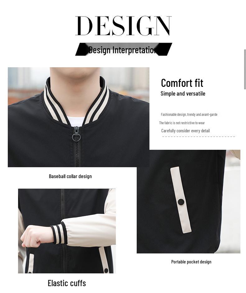 2022 Spring/Autumn Men's Korean Style Casual Stand Collar Baseball Jacket