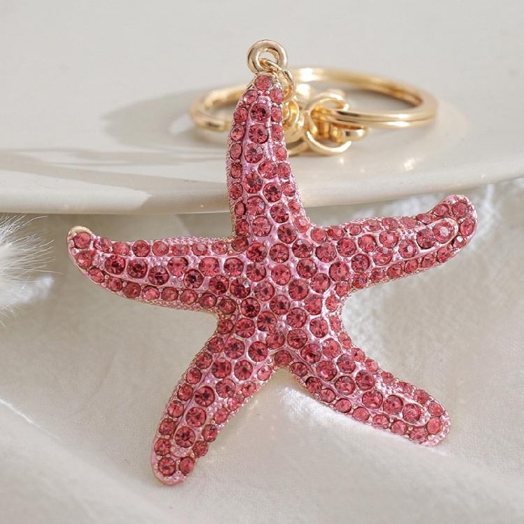 Elegant Crystals Embedded Sea Star Keychain Versatile Alloy Accessory for Women