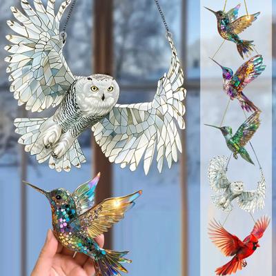 Bird Acrylic Sun Catchers Flat Pendant, Home Outdoor Garden Courtyard Hanging Decoration Ornaments