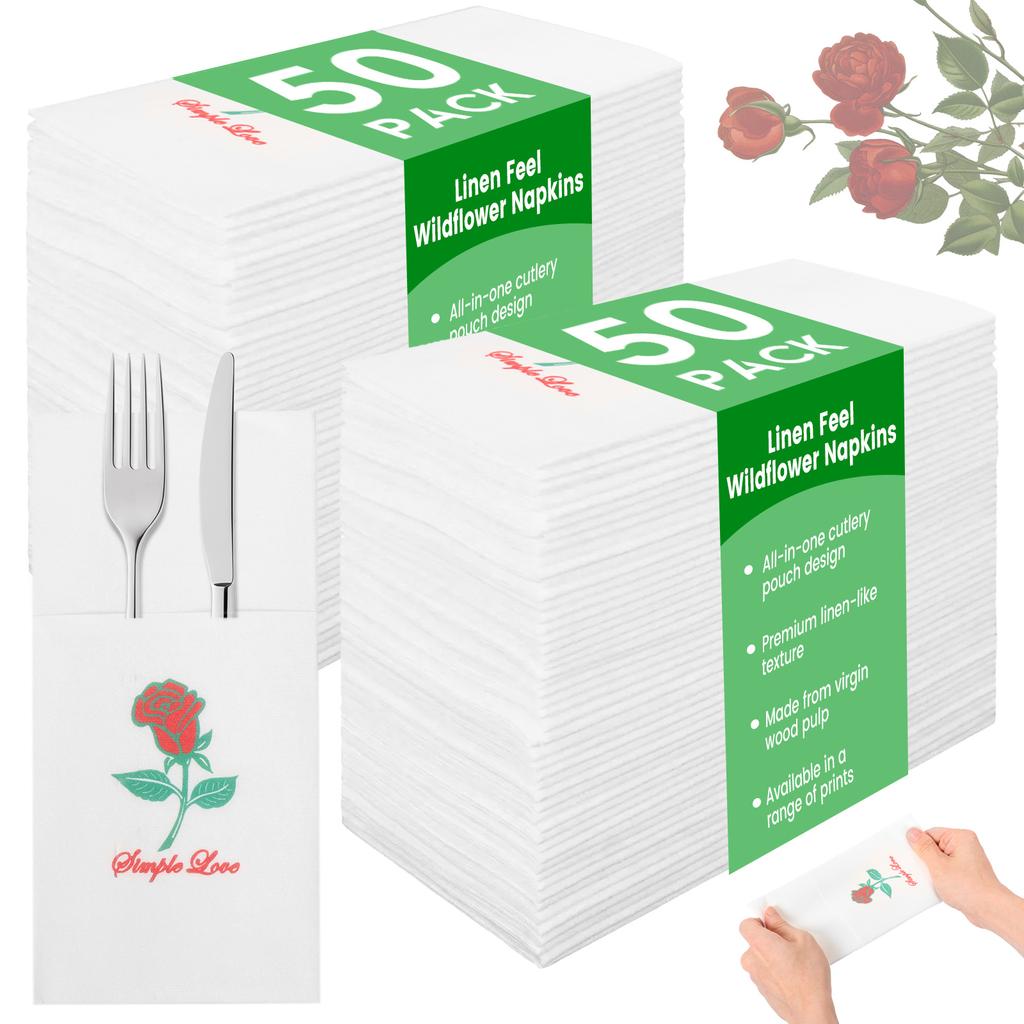 100Pc Linen Feel Paper Napkins Elegant Paper Napkins Multipurpose Safe Linen Feel Napkin for Wedding Silverware Party Restaurant