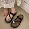 2024 Women's Versatile Rhinestone Bow Sandals: Casual Summer Beach Slippers
