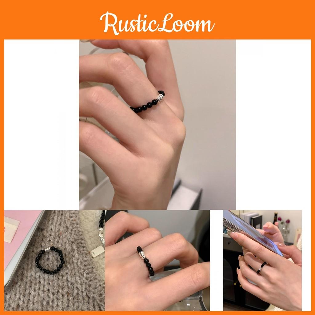 Black Adjustable Versatile Agate Ring For Women With A Touch Of Vintage Charm