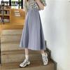 Female Simple Solid Mid-length Half-body Skirt Spring and Summer A Line High Waist Thin Design Sense Niche Elastic Waist Umbrella Skirt