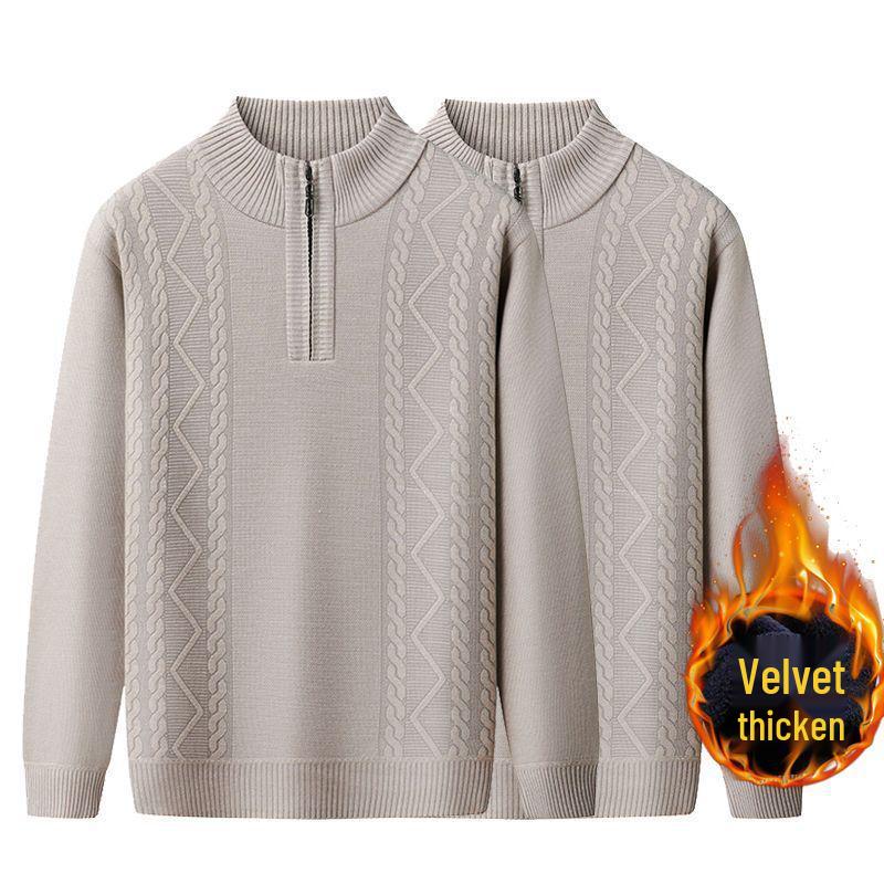 Men's High Neck Half-Zip Fleece Sweater – Trendy, Thick Knitwear for Autumn & Winter