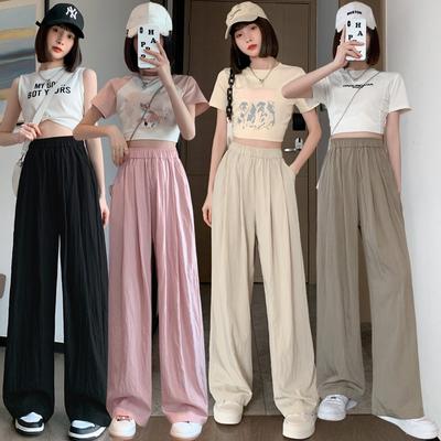 Dámské letní kalhoty s širokými nohavicemi z ledového hedvábí, vysoký pas, neformální japonský styl, líný styl, kalhoty Yamamoto, bavlněné lněné neformální kalhoty