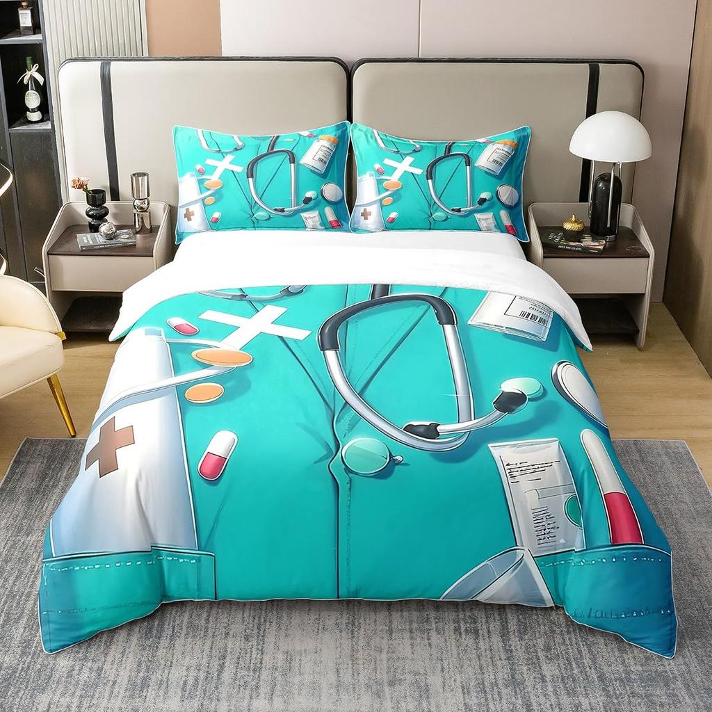 Duvet Covers For Want To Be Doctors Kids Teens Queen King Size Lightweight Down Room Decor 2 Pillowcases 1 Duvet Cover No Quilt