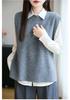 Women's Ribbed Knit Wool Vest - Round Neck Sleeveless Cardigan, Loose Fit Versatile Layering Top