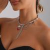 Creative Gothic Styles Necklace with Asymmetrical Heart Designs Craft from Alloy Ensuring Shine and Elegant