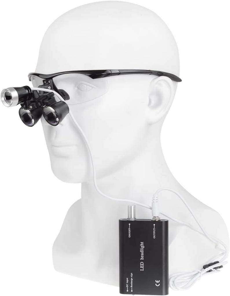 Kurtvenid Binocular Magnifier with 1W Spotlight and LED Portable for Laboratory and Easy Storage 3.5x Lamp, Use, Appraisal, Lighting, (Black)