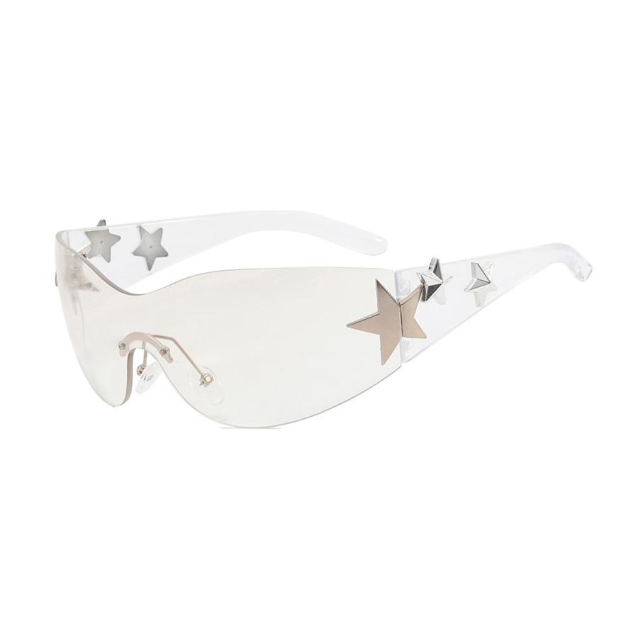 Star Wrap Around Decorative Large Frame Fashion Sunglasses Ladies Y2K Style Cool Summer Party Glasses Men