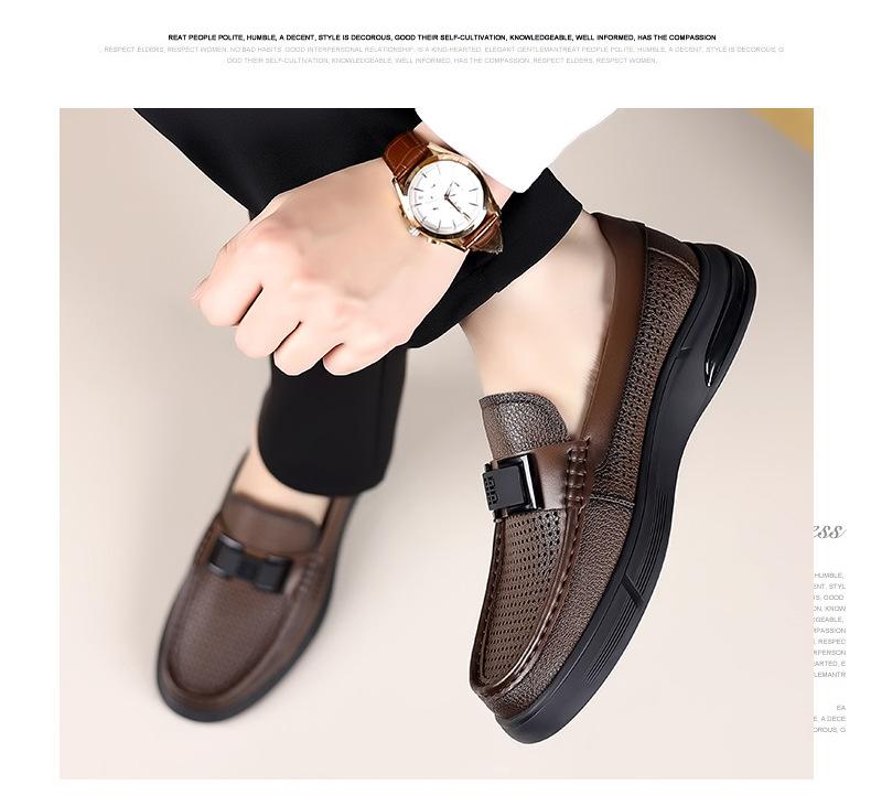 Fashion Summer Designer New Hollow Leather Platform Men's Loafers Fashion Soft Sole Casual Business Man Dress Shoes Sapatos Para Hombre