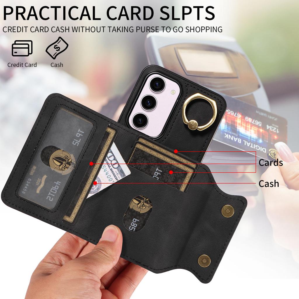 For Samsung Galaxy S23 Series.for Samsung Galaxy S23, S23+, S23 Ultra, S23 FE Ring Bracket Card Holder Slots Cover Phone Case