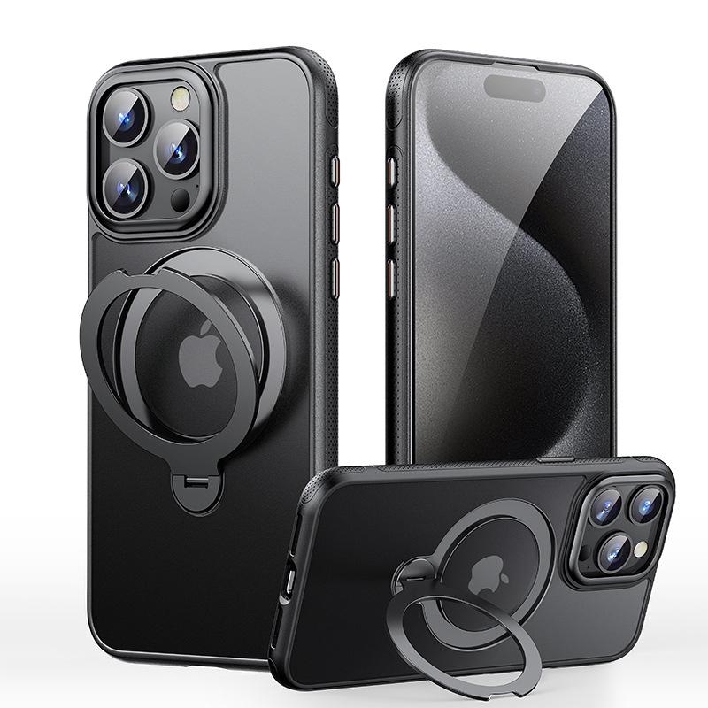 Applicable to iPhone15 mobile phone case 360 rotating MagSafe with decompression damping Apple 15Promax mobile phone case