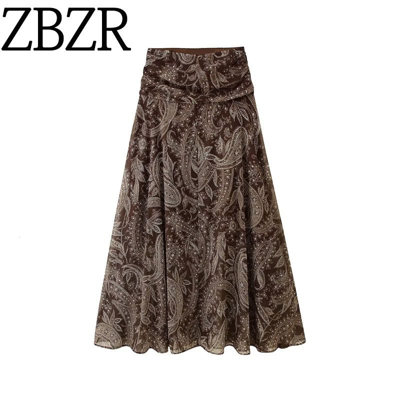 Za Export New Arrival Women's Clothing ZR Fashion Style Fashion Simple Temperamental All-Match High Waist Print Slim Skirt