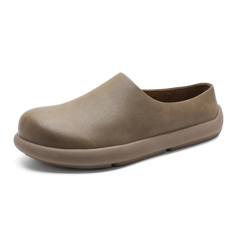 Fashion Suede Clogs Cork Footbed Clogs for Men Soft Leather Muller Shoes Slip-on Beach Slippers Stylish Male Half Drag Comfy Lazy Flats