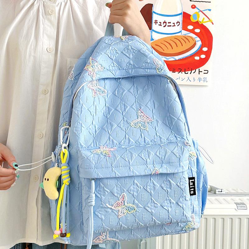 Small Fresh and Cute Student Backpack, New Butterfly Schoolbag, High-value Female Junior High School Versatile Large-capacity Backpack