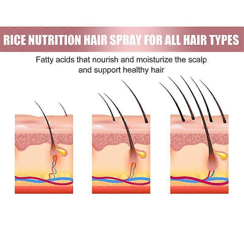 3pcs Natural Rice Ginger Hair Growth Spray Products Natural Anti Hair Loss Serum Prevent Baldness Treatment Fast Grows Nourish Damaged Hair Care