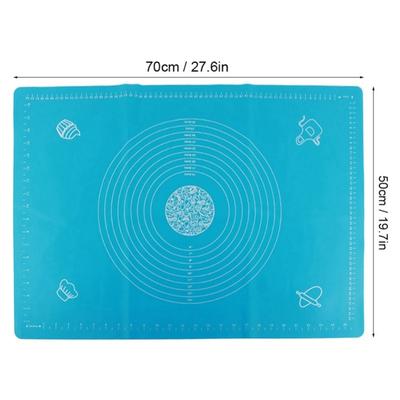 Silicone Non-Stick Rolling Kneading Dough Pad Mat With Scales Kitchen Baking Accessories(Pink 50x70cm)