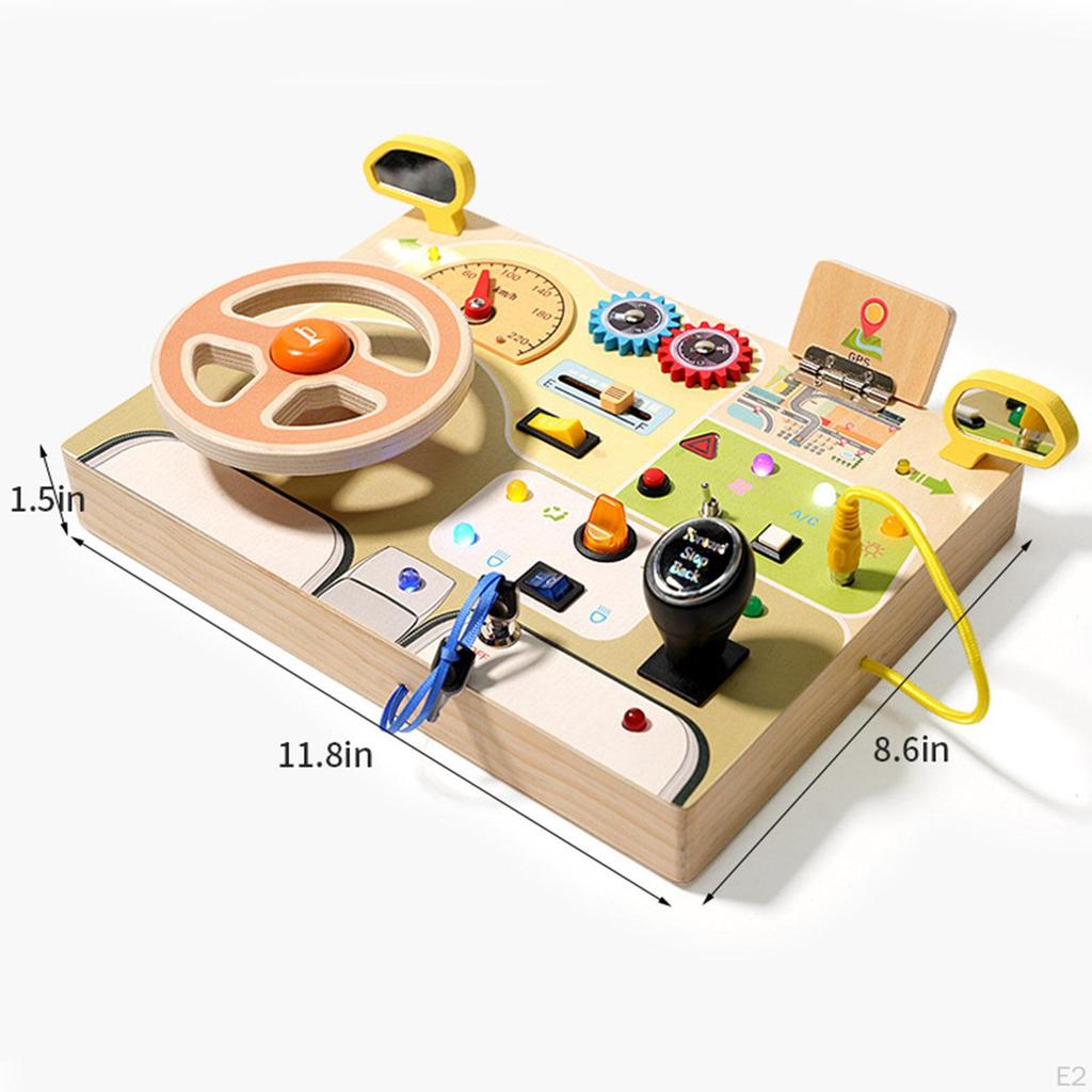 Lights Switch Busy Board Montessori Toy Analog Steering Wheel Age 3 + Children Developmental Kids