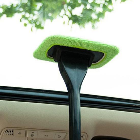 Windshield Cleaning Tool 16-inch Long Rod Window Wiper with 3 Microfiber Cloth Pads Auto Glass Cleaning Brushes Car Interior Cleaner Kit