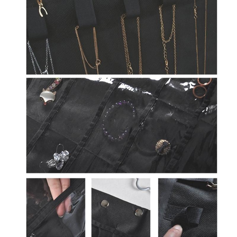 Double sided Jewelry Organizer Storage Bag Closet Rings Earring Necklace Bracelet Organizer Hanging Jewelry Holder