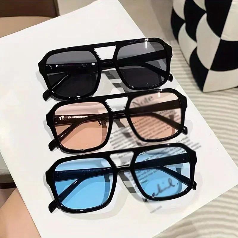 2 pezzi-Occhiali da sole quadrati vintage per donna uomo montatura spessa doppio ponte occhiali da vista femminile chic poligonali occhiali da sole sfumati