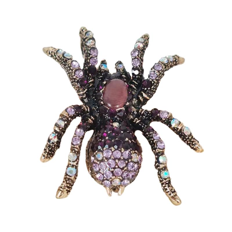 Sparkling Crystal Spiders Pin Jewelry Statement Rhinestones Encrusted Spiders Brooch Ornament Trendy Lapel Pin Accessory