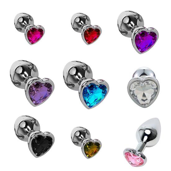 Love Heart Rhinestone Stainless Steel Anal Plug Prostate Massage Adults Sex Toy