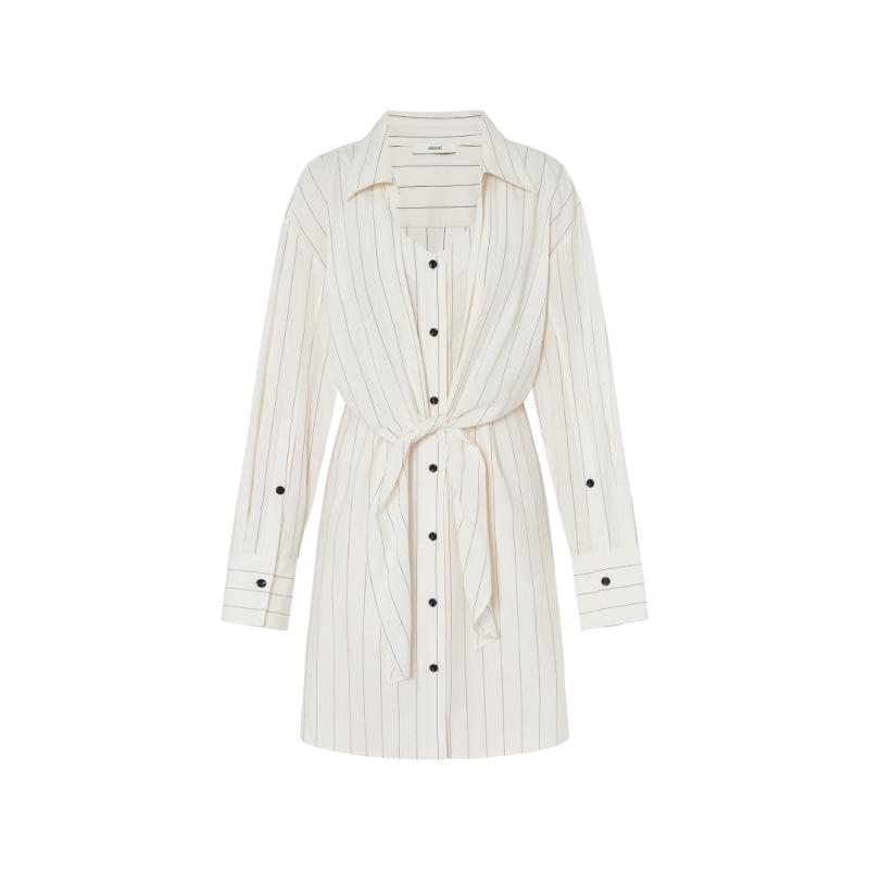 

Women s Striped Faux Two-Piece Shirt Dress S 160