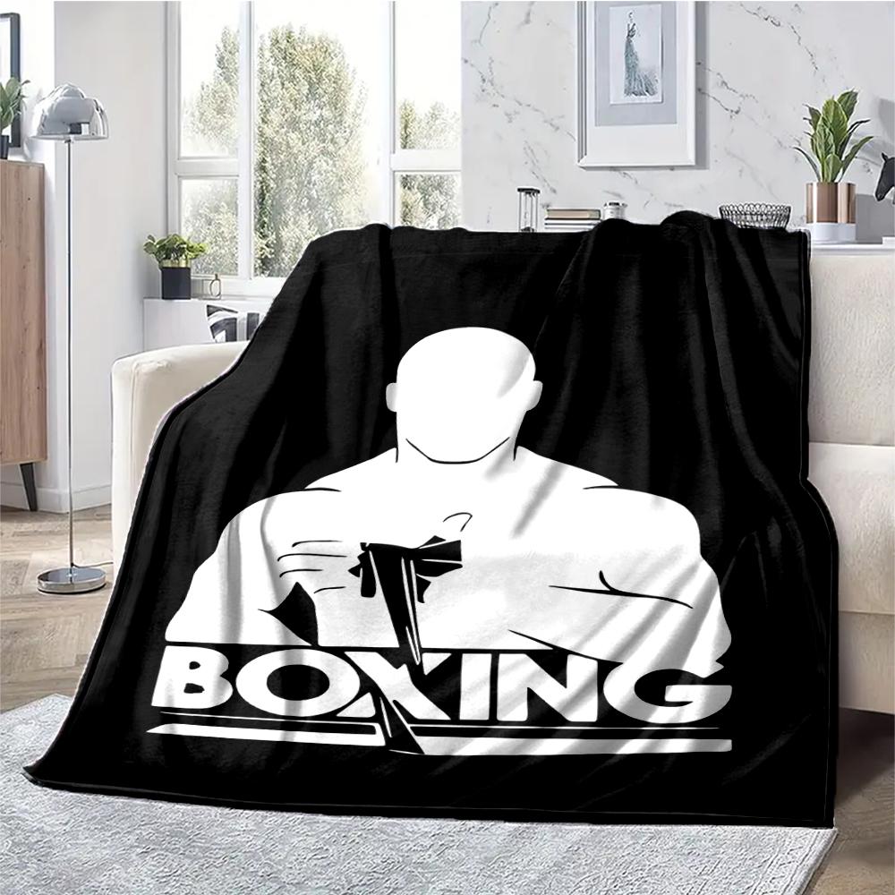 Boxing Theme Printed Blanket - Perfect for Couch, Bed, Travel & Outdoor Use | Machine Washable, Cozy & Durable.