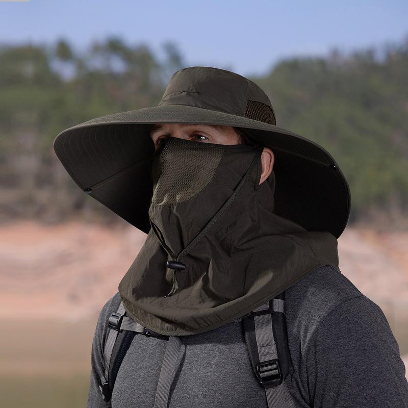 

Летние мужские водонепроницаемые шляпы для рыбалки с маской для активного отдыха на природе, походов, рыбалки, широкополые дышащие шляпы-ведра с защитой от солнца и ультрафиолета 55-60cm