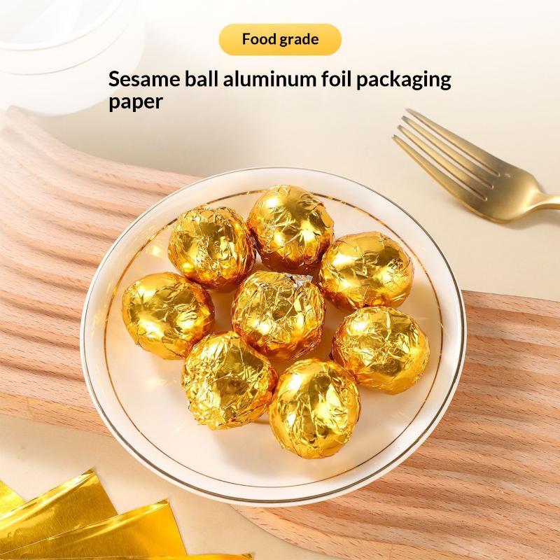 100 Sheets Gold Foil Candy Wrappers Square Gilded Aluminum Foil Paper Chocolate Wrappers Diy Decorations