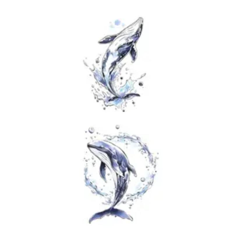 1/2 Vel Springende Walvis Waterdichte Tijdelijke Tatoeage Stickers Geschikt Voor Arm En Been Decoratie
