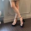 Fashion 2025 Elegant and stylish NEW Spring Summer Platform Thick Heel Sandals Buckle Show Shoes Open Toe Strap High Heels Rubber Sole
