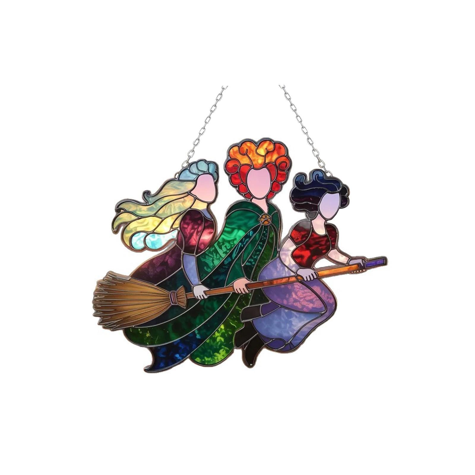 

Плоское Хэллоуинское Цветное Подвесное Украшение на Окно из Акрила, Креативный Кулон Ручной Работы, Подвесное Украшение для Дома One Size