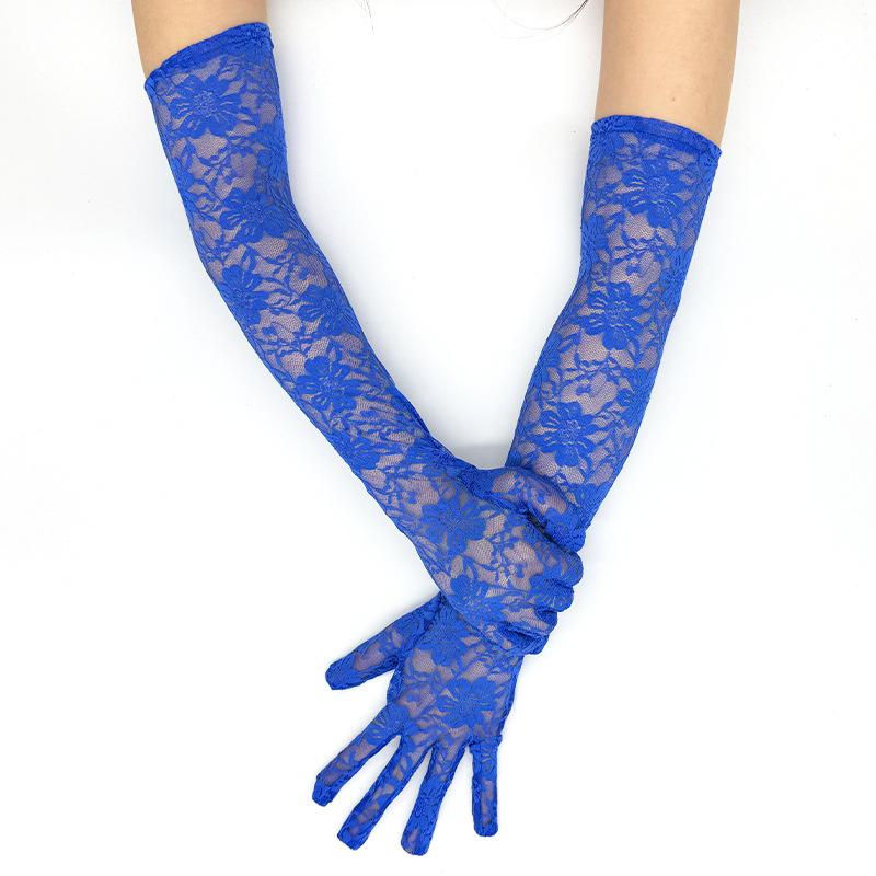 Elegant Flower Lace Women Long Gloves Driving Elbow Sexy Hollow Out Mesh Gloves Bridal Evening Dress Wedding Party Gloves