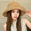 Magnetic Buckle Wide Brim Bucket Hat Thin Straw Female Sunshade Visors  Summer Outing