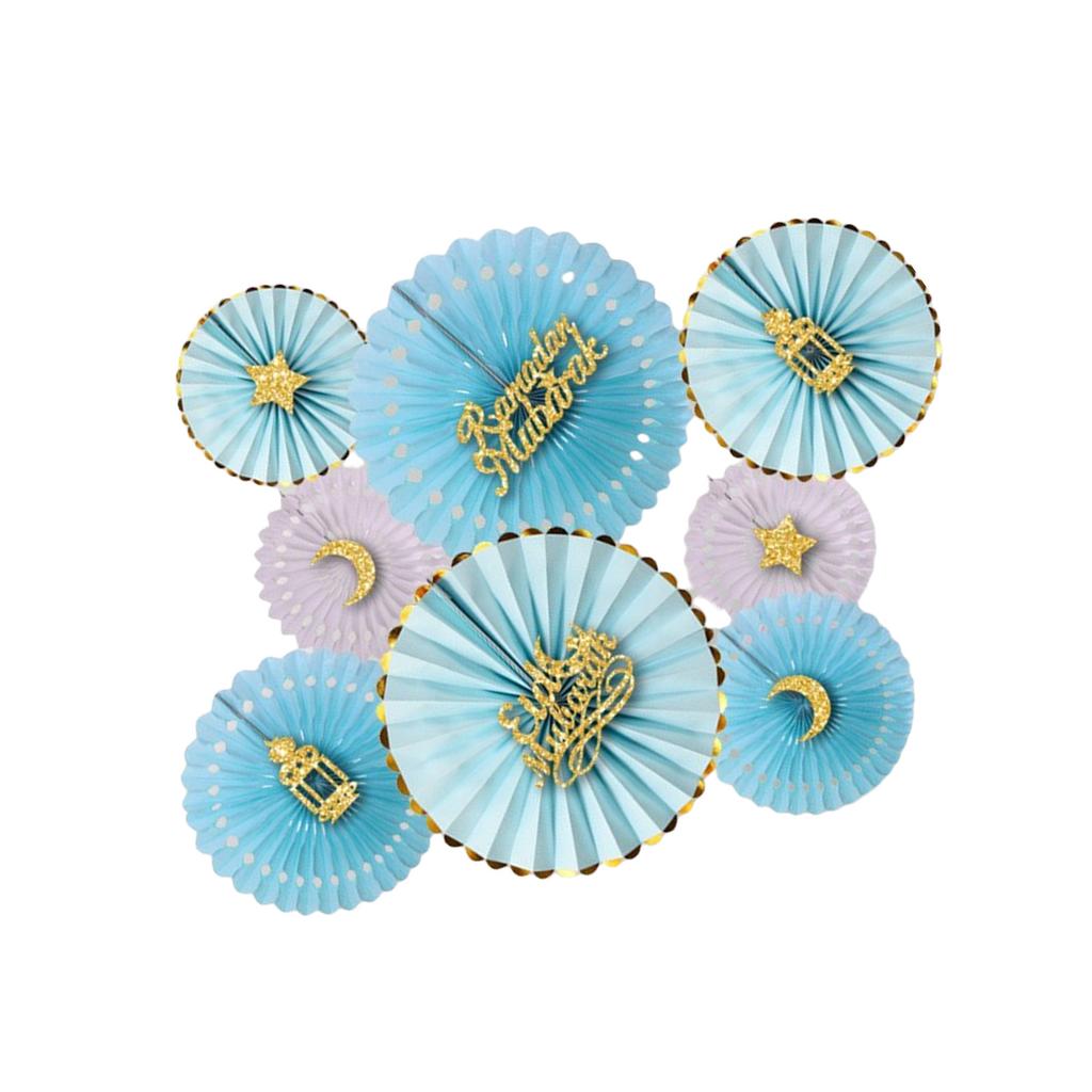 Pack of 8 Folding Paper Fan for Ramadans Parties Elegant Eid Celebration Decoration Weddings and Holiday Decorations