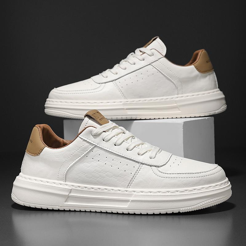 Pantofi albi casual pentru bărbați Pantofi de piele de designer noi, versatili, pantofi de skateboard respirabili, pantofi pentru bărbați